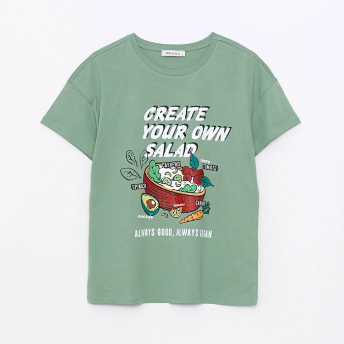 آستین کوتاه چاپی با یقه خدمه